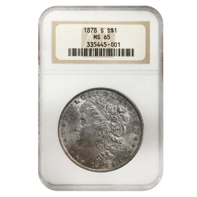 1878 S Silver Morgan Dollar NGC MS 65