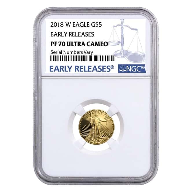 2018-W 1/10 oz $5 Proof Gold American Eagle NGC PF 70 UCAM Early Releases