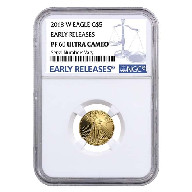 2018-W 1/10 oz $5 Proof Gold American Eagle NGC PF 69 UCAM Early Releases