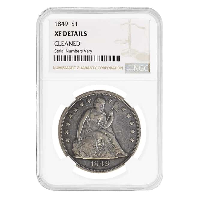 1849 Seated Liberty Silver Dollar $1 Coin NGC XF Details