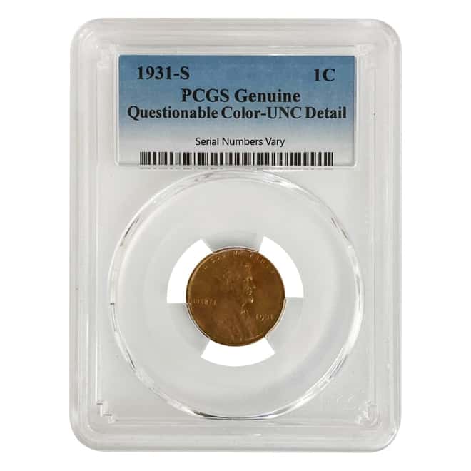 1931-S Lincoln Wheat Penny 1 Cent PCGS Genuine UNC Detail
