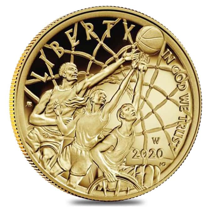 2020 W $5 Gold Basketball Hall of Fame Proof Coin (w/Box & COA)
