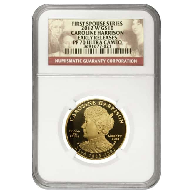 2012 W 1/2 oz $10 First Spouse - Caroline Harrison Gold Coin NGC PF 70 UCAM Early Releases
