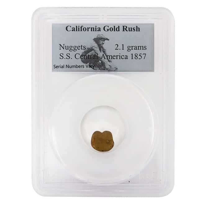 1857 2.1 gram California Gold Rush Nugget S.S. Central America PCGS