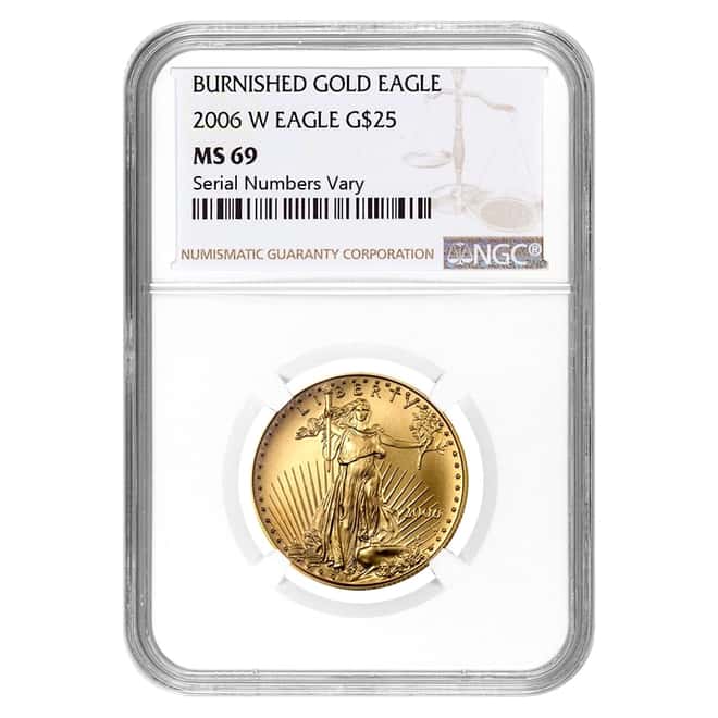 2006 W 1/2 oz $25 Burnished Gold American Eagle NGC MS 69