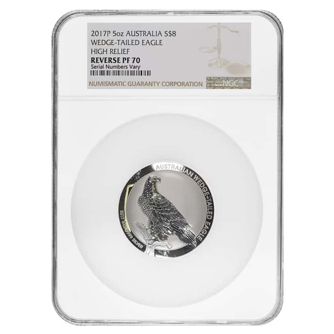 2017 5 oz Silver Australian Wedge-Tailed Eagle High Relief Reverse Proof Coin NGC PF 70
