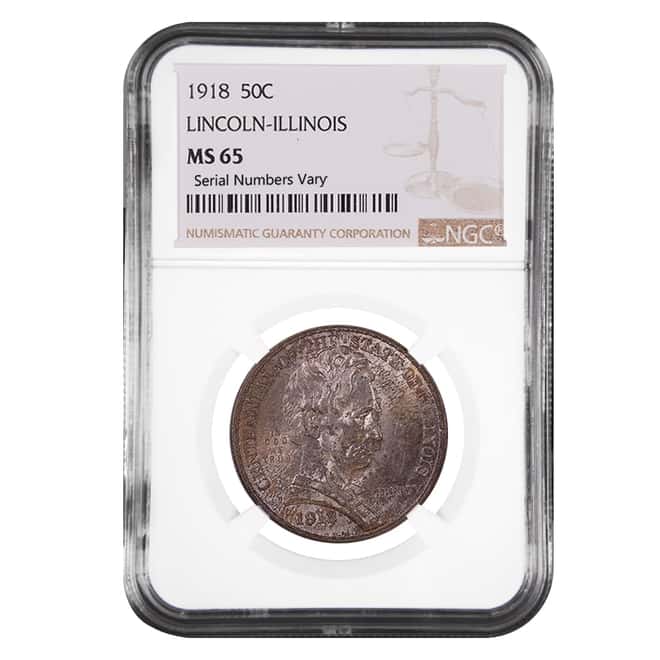 1918 Lincoln-Illinois Half Dollar 90% Silver Commem NGC MS 65