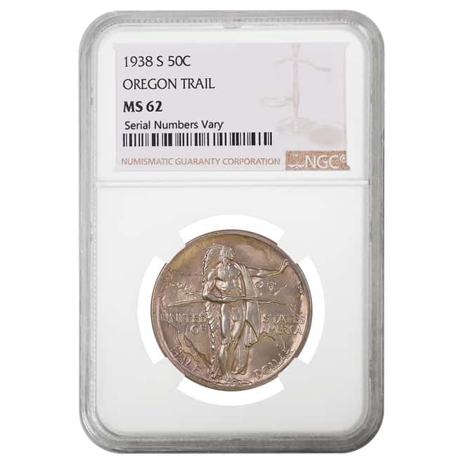 1938 S Oregon Trail Half Dollar 90% Silver Commem NGC MS 62