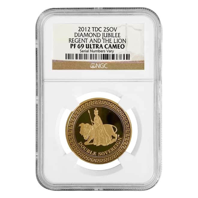 2012 Tristan Da Cunha Proof Gold Double Sovereign Diamond Jubilee NGC PF 69 UCAM