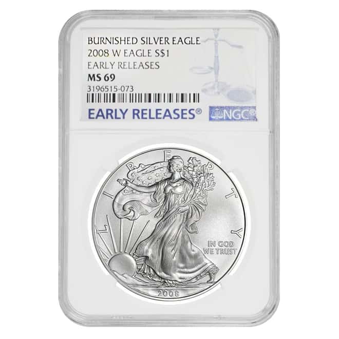 2008-W 1 oz Burnished Silver American Eagle NGC MS 69 Early Releases