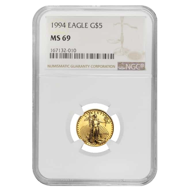 1994 1/10 oz $5 Gold American Eagle NGC MS 69