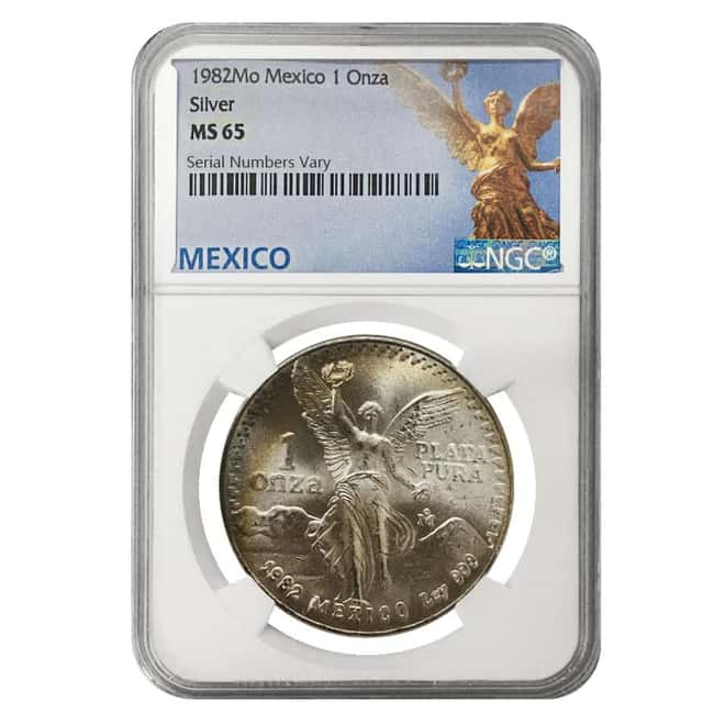 1982 1 oz Silver Mexican Libertad NGC MS 65