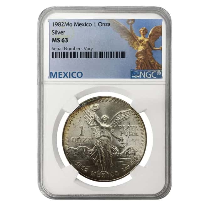 1982 1 oz Silver Mexican Libertad NGC MS 63