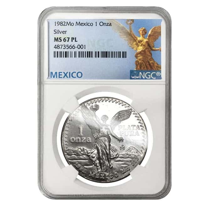 1982 1 oz Prooflike Silver Mexican Libertad NGC MS 67 PL