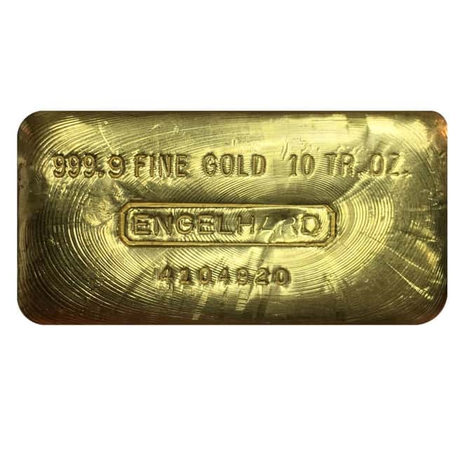 10 oz Engelhard Gold Vintage Loaf Style Bar .9999 Fine