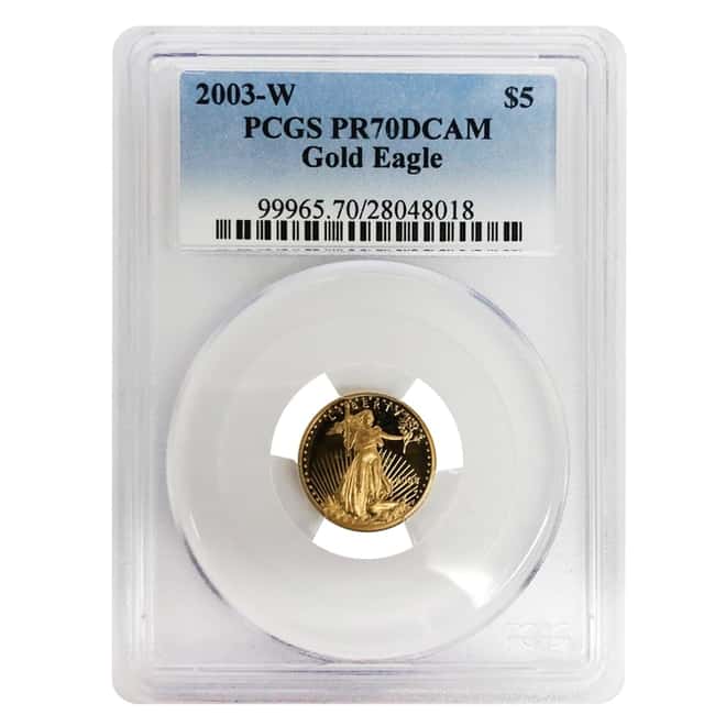 2003 W 1/10 oz $5 Proof Gold American Eagle PCGS PF 70 DCAM