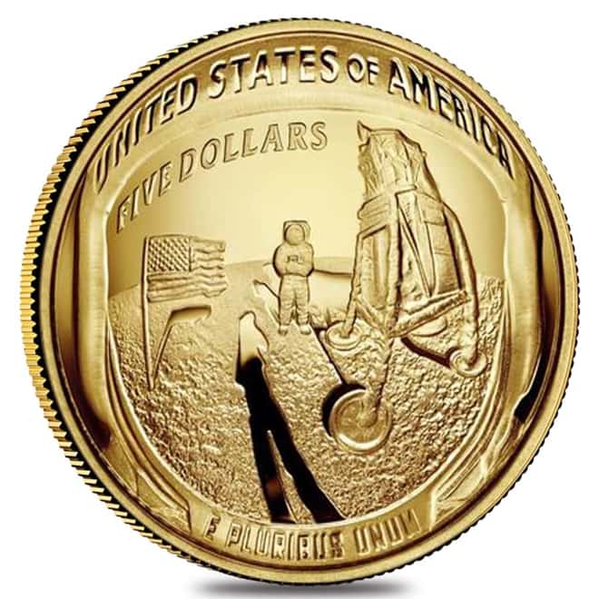 2019 W Apollo 11 50th Anniversary $5 Proof Gold Comm. (w/Box & COA)