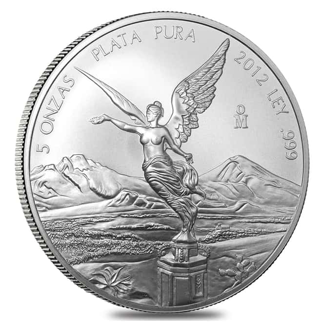 2012 5 oz Mexican Silver Libertad Coin .999 Fine BU