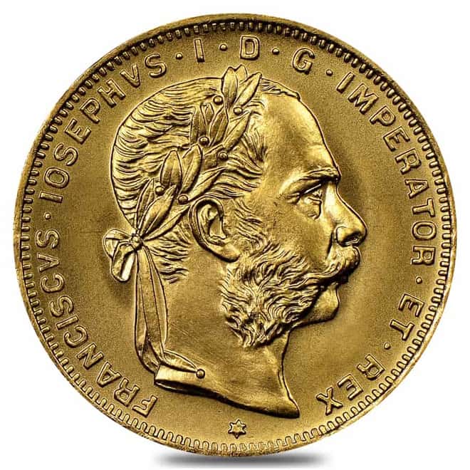 Austria 8 Florins/20 Francs Gold Coin AGW .1867 oz (Random Year 1870-1891)