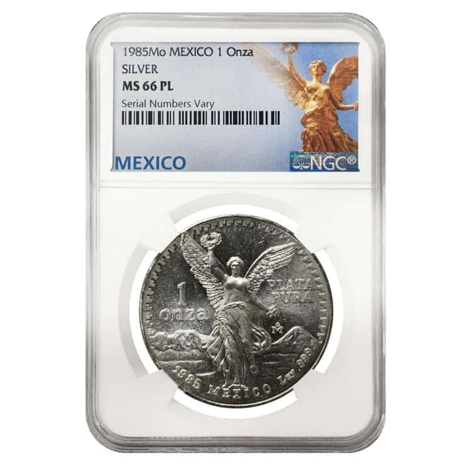 1985 1 oz Prooflike Silver Mexican Libertad NGC MS 66 PL
