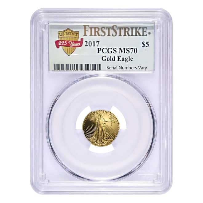 2017 1/10 oz Gold American Eagle PCGS MS 70 First Strike