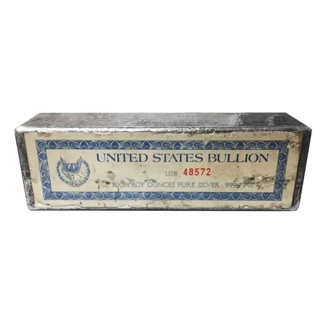 100 oz Johnson Matthey & Mallory Maple Leaf Logo Silver Bar .999+ Fine