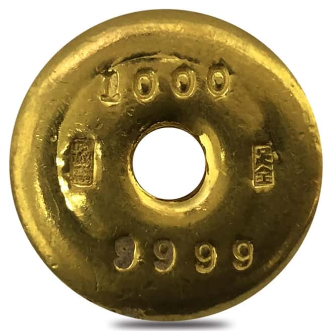 1 oz Chinese Gold Doughnut Bar .9999 Fine