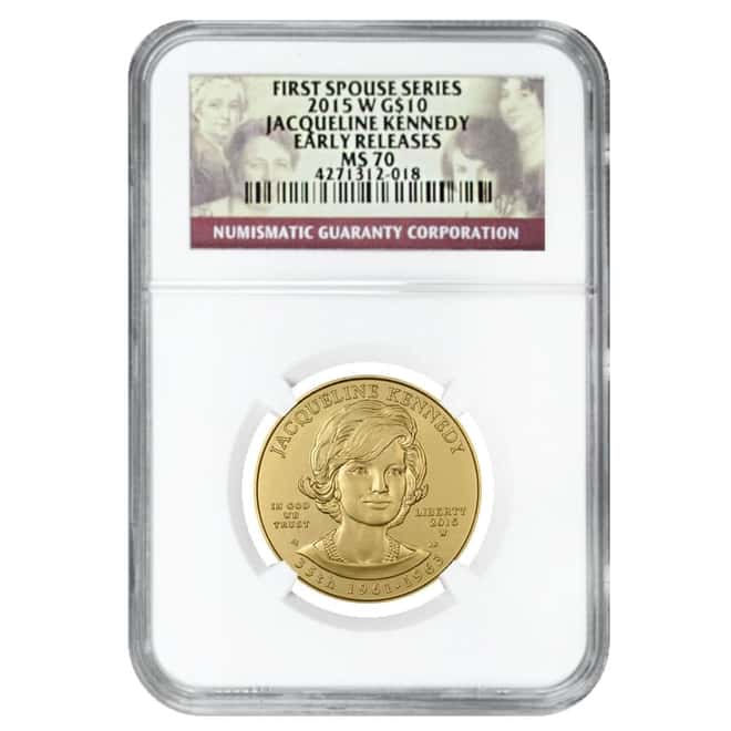 2015 W 1/2 oz $10 First Spouse - Jacqueline Kennedy Gold Coin NGC MS 70 Early Releases