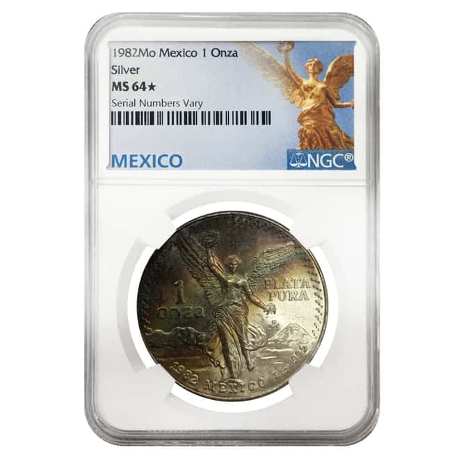 1982 1 oz Silver Mexican Libertad NGC MS 64*
