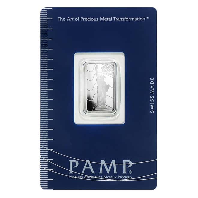 5 gram PAMP Suisse Statue of Liberty Platinum Bar .9995 Fine (In Assay)