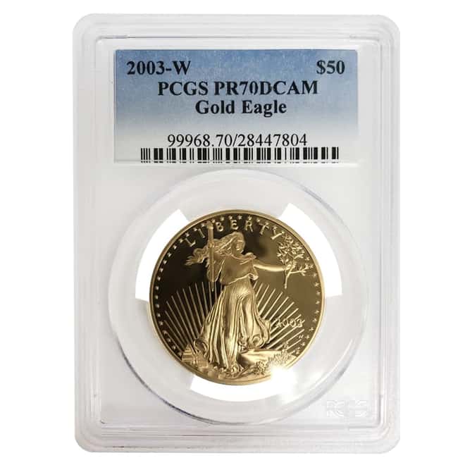 2003 W 1 oz $50 Proof Gold American Eagle PCGS PF 70 DCAM