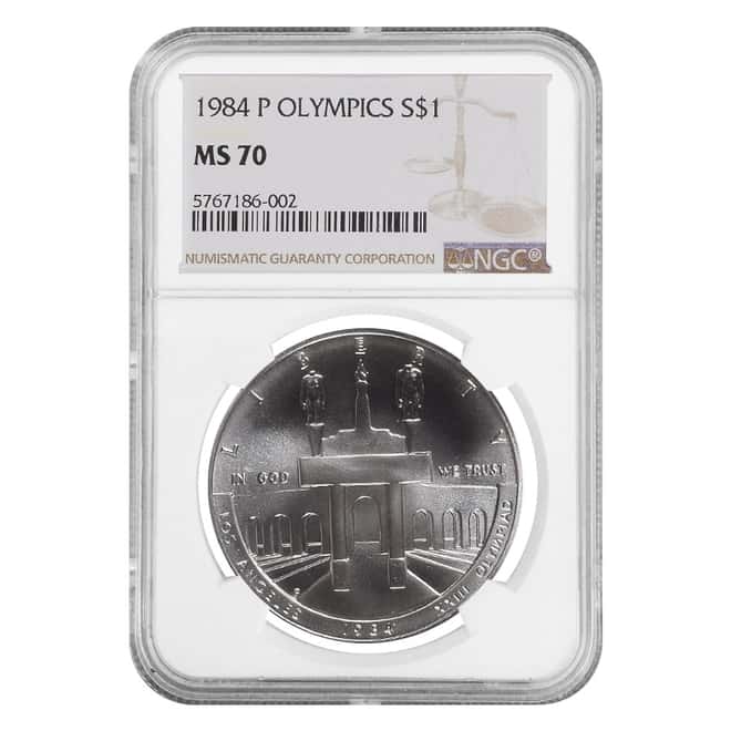 1984 P Olympics $1 Silver Dollar Commemorative NGC MS 70