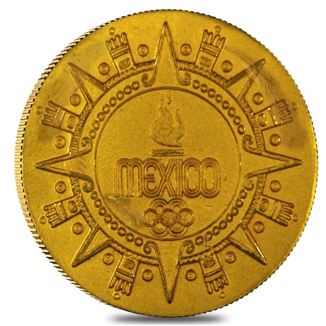 1968 Mexico Lions Club Olympic Gold Medal AGW 1.2057 oz (Scruffy)