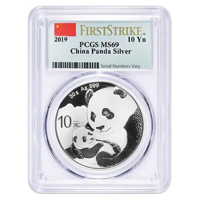 2019 30 gram Chinese Silver Panda 10 Yuan PCGS MS 69 First Strike
