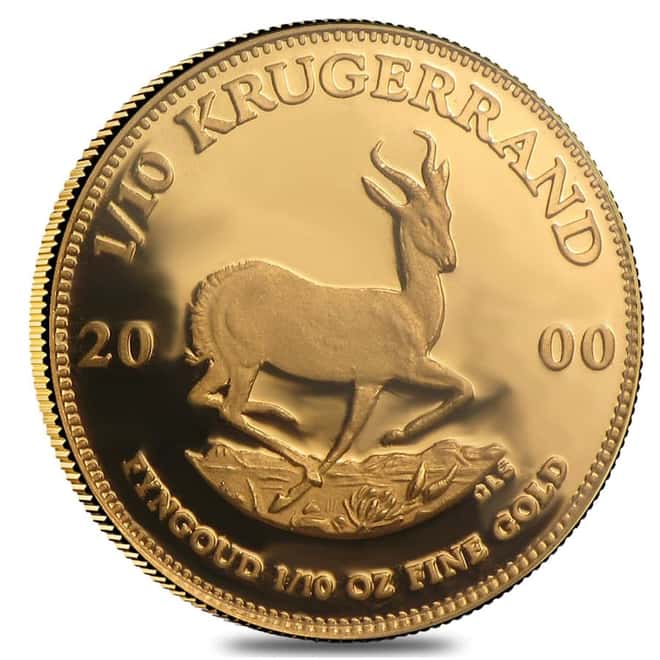 2000 South Africa 1/10 oz Proof Gold Krugerrand (w/Box & COA)