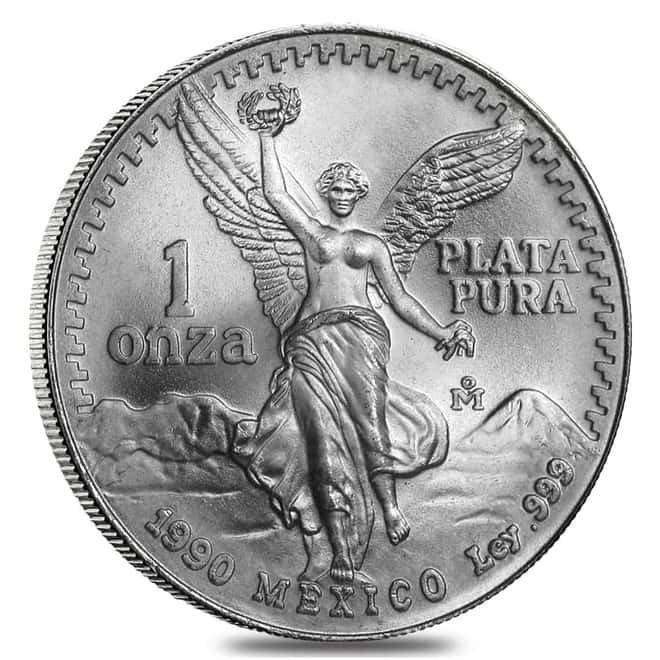 1990 1 oz Mexican Silver Libertad Coin .999 Fine BU