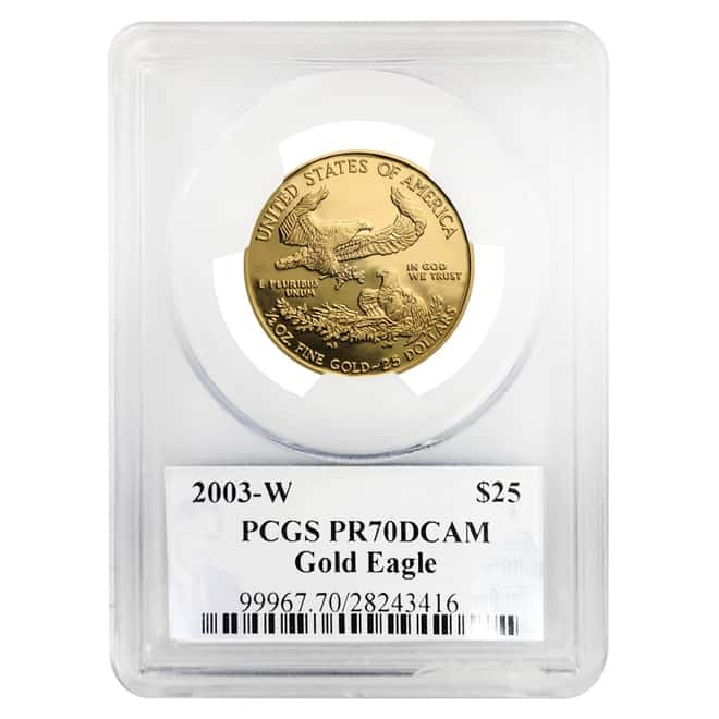 2003 W 1/2 oz $25 Proof Gold American Eagle PCGS PF 70 DCAM (Philip Diehl Sign Label)