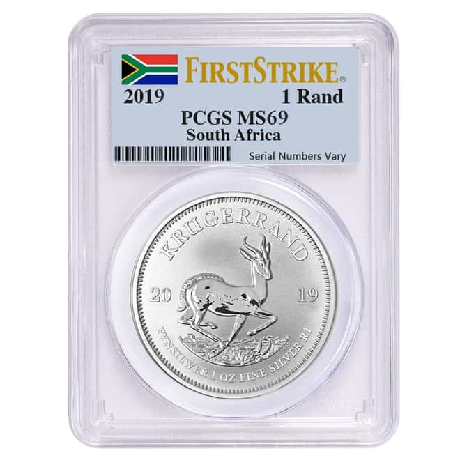 2019 South Africa 1 oz Silver Krugerrand PCGS MS 69 First Strike