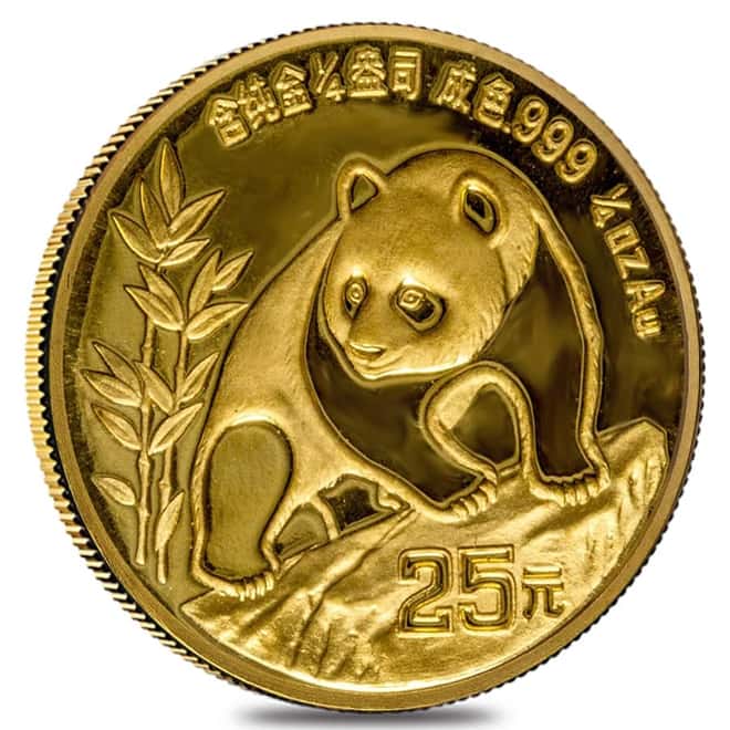 1990 1/4 oz Chinese Gold Panda 25 Yuan Large Date BU (Sealed)