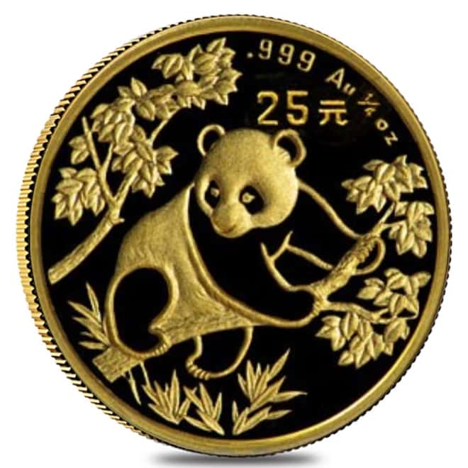 1992 1/4 oz Chinese Gold Panda 25 Yuan Small Date BU (Sealed)