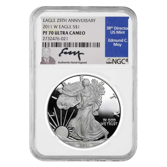 2011-W 1 oz Proof Silver American Eagle NGC PF 70 UCAM (Edmund C. Moy Signature)