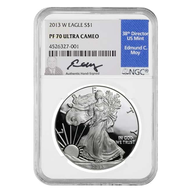 2013-W 1 oz Proof Silver American Eagle NGC PF 70 UCAM (Edmund C. Moy Signature)