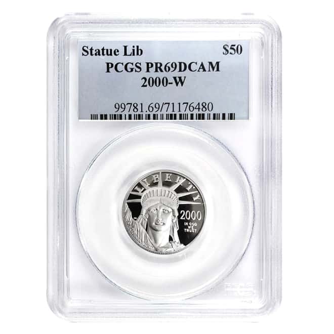 2000 W 1/2 oz $50 Platinum American Eagle Proof Coin PCGS PF 69 DCAM
