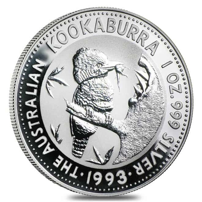1993 1 oz Silver Australian Kookaburra Perth Mint .999 Fine BU In Cap