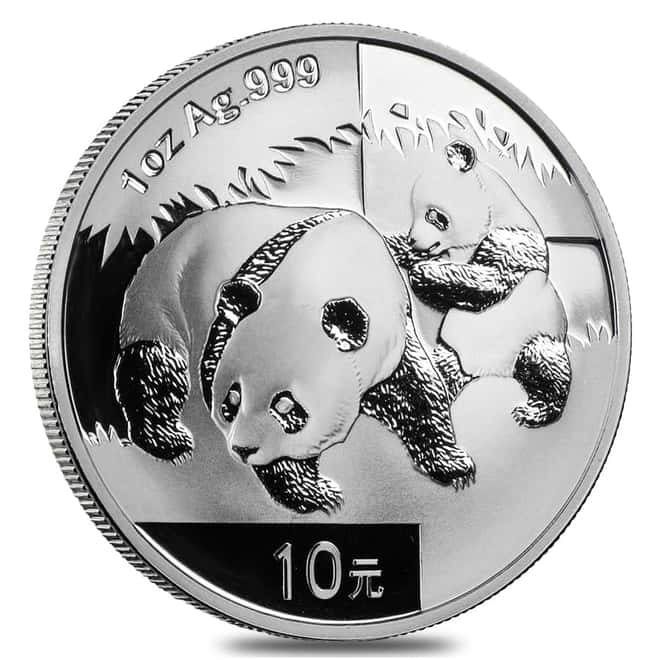 2008 1 oz Chinese Silver Panda 10 Yuan .999 Fine BU