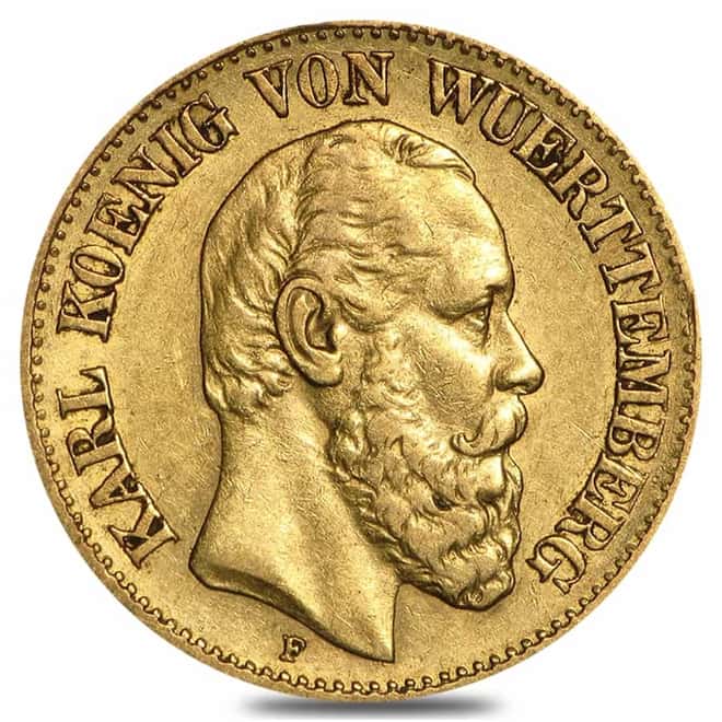 Germany 10 Marks Gold Coin Avg Circ AGW .1152 oz (Random Year/Design)