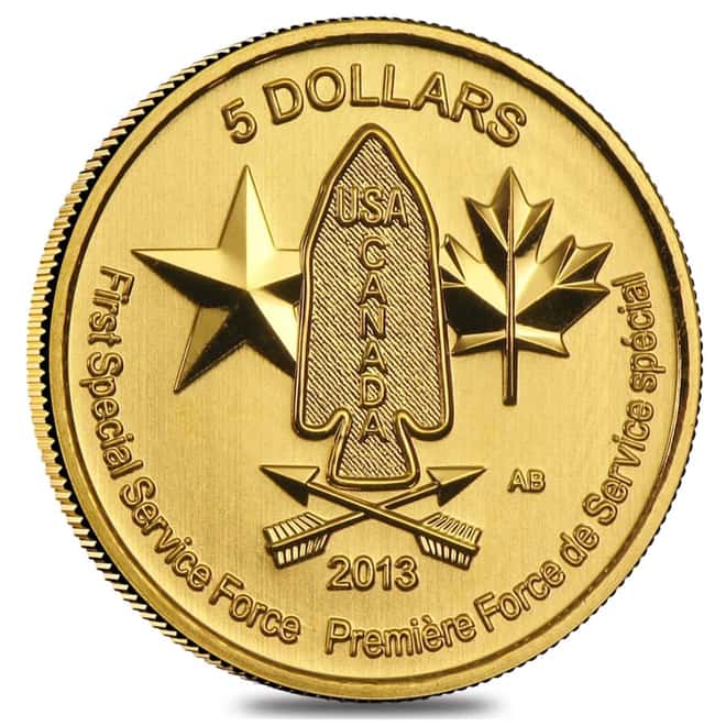 1/4 oz Gold Canada Special Service Force $5 Coin BU (Random Year)