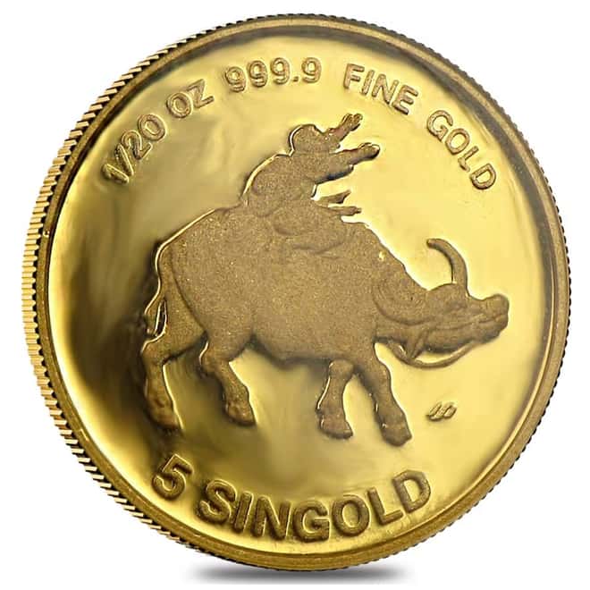1985 1/20 oz Singapore 5 Singold Year of the Ox Proof Gold Coin (Sealed)