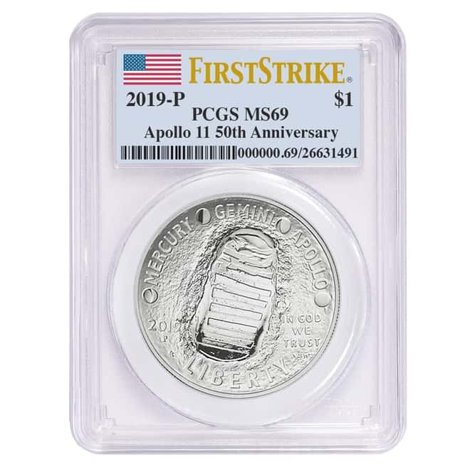 2019 P Apollo 11 50th Anniversary Silver Dollar Comm. PCGS MS 69 FS