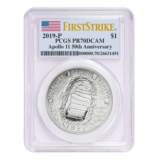 2019 P Apollo 11 50th Anniversary Proof Silver Dollar Comm. PCGS PF 70 FS
